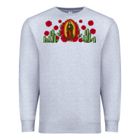 Heather Grey lady of Guadalupe cactus rose Premium Sweatshirt - JahusDesignShop