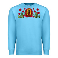 Ocean Blue lady of Guadalupe cactus rose Premium Sweatshirt - JahusDesignShop