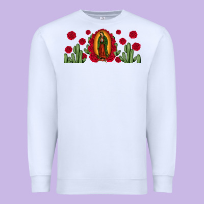 Lady Of Guadalupe Cactus Rose Premium Sweatshirt Designed By Jahusdesignshop