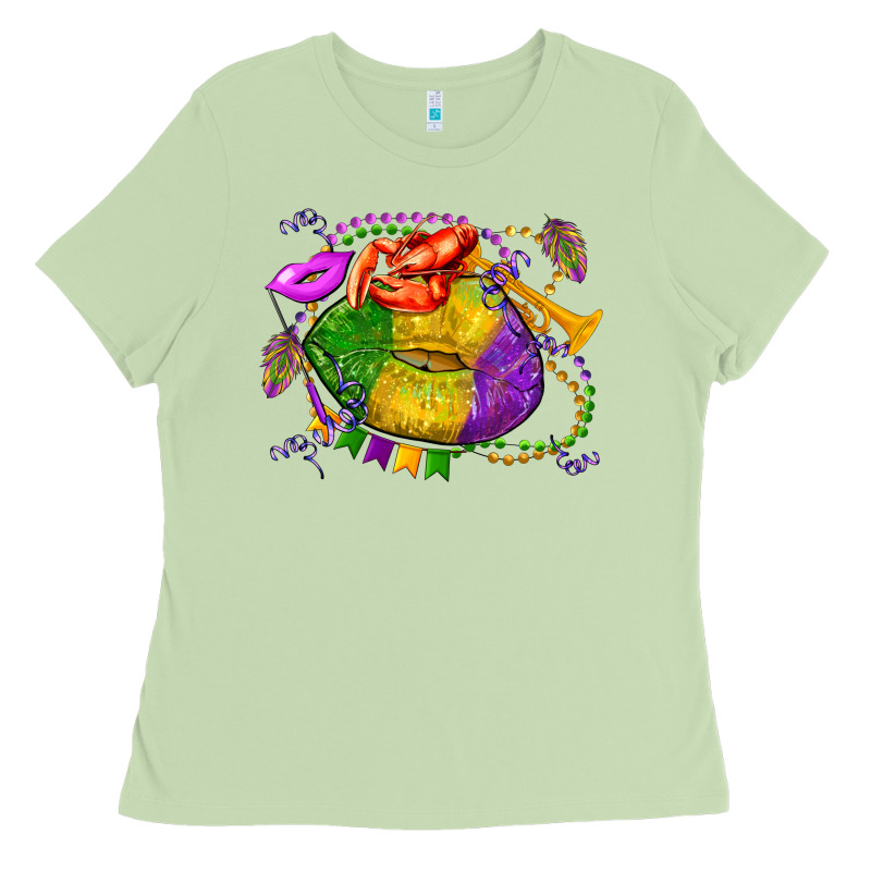 Mardi Gras Lips Olivia Ladies Tee by OliviaCreatesArt | Teevron