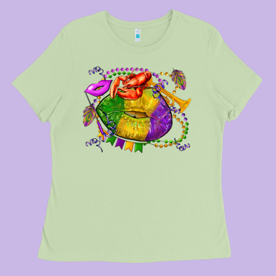 Mardi Gras Lips Olivia Ladies Tee Designed By Oliviacreatesart
