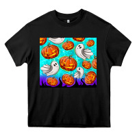 Black halloween pumpkins with ghosts Heavy Core Tee - TumblerDesignByShophia
