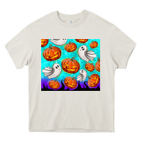 Cream halloween pumpkins with ghosts Heavy Core Tee - TumblerDesignByShophia