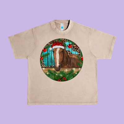 Brown Horse Christmas Urban Heavy Tee Designed By Ranaportraitstore