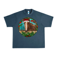 Midnight Navy Brown Horse Christmas Urban Heavy Tee - RanaPortraitStore