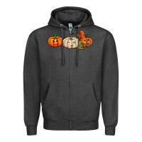Charcoal Heather pumpkins face Zipper Hoodie - AdoDesignShop