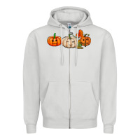 Dove Grey pumpkins face Zipper Hoodie - AdoDesignShop
