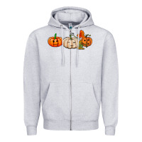 Heather Grey pumpkins face Zipper Hoodie - AdoDesignShop