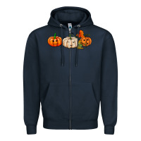 Navy pumpkins face Zipper Hoodie - AdoDesignShop