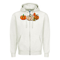 Oatmeal Heather pumpkins face Zipper Hoodie - AdoDesignShop