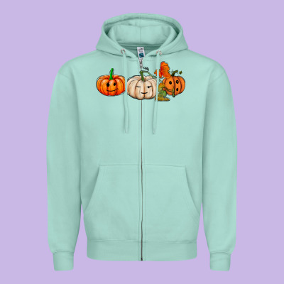 Pumpkins Face Zipper Hoodie Designed By Adodesignshop