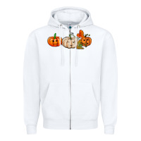 White pumpkins face Zipper Hoodie - AdoDesignShop