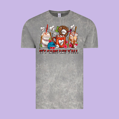 It's Game Day Y'all Baseball Coffee Cups Vintage Tee Designed By Fadigitalartstudio