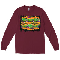 Burgundy Halloween Skull Background Long Sleeve Tee - BundleAndBundleShop