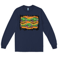 Navy Halloween Skull Background Long Sleeve Tee - BundleAndBundleShop