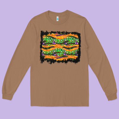 Halloween Skull Background Long Sleeve Tee Designed By Bundleandbundleshop