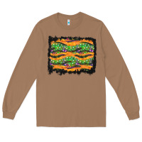 Toasted Coconut Halloween Skull Background Long Sleeve Tee - BundleAndBundleShop