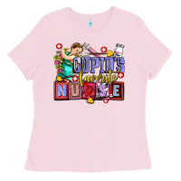 Bubblegum Pink cupids favorite nurse olivia Ladies Tee - OliviaCreatesArt