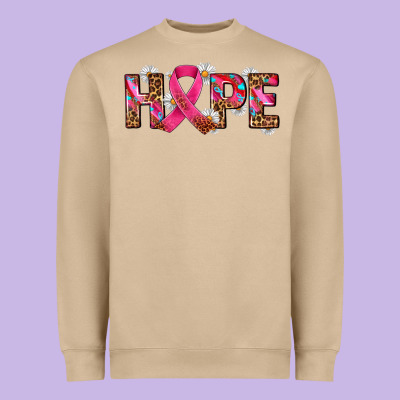 Hope And Cancer Ribbon Heavyweight Sweatshirt Designed By Adodesignshop