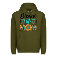Army Green Blessed dog mom Premium Hoodie - RanaPortraitStore