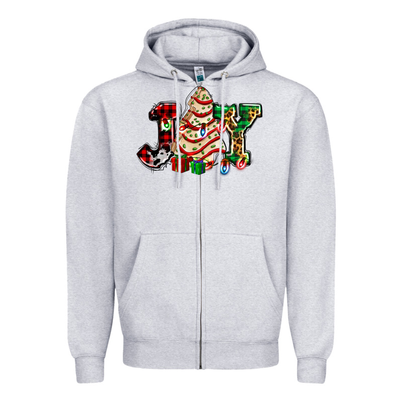 Joy With Christmas Tree Cake Ado Zipper Hoodie by AdoDesignShop | Teevron