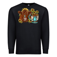Black sunflower coffee cup red angus gemstone Premium Sweatshirt - JahusDesignShop