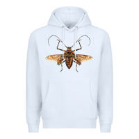 White acrocinus beetle with wings Premium Hoodie - LillyAllenDesigns