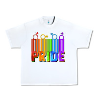 White Pride Barcode Urban Heavy Tee - FaDigitalArtStudio