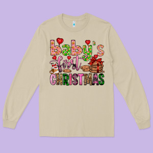 Baby's First Christmas Long Sleeve Tee Designed By Fadigitalartstudio