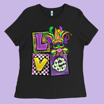Love Mardi Gras Ladies Tee Designed By Oliviacreatesart