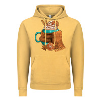 Vintage Mustard Winter Coffee Cup With Scarf Vintage Hoodie - FaDigitalArtStudio