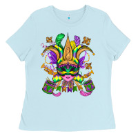 Baby Blue mardi gras mask Ladies Tee - OliviaCreatesArt