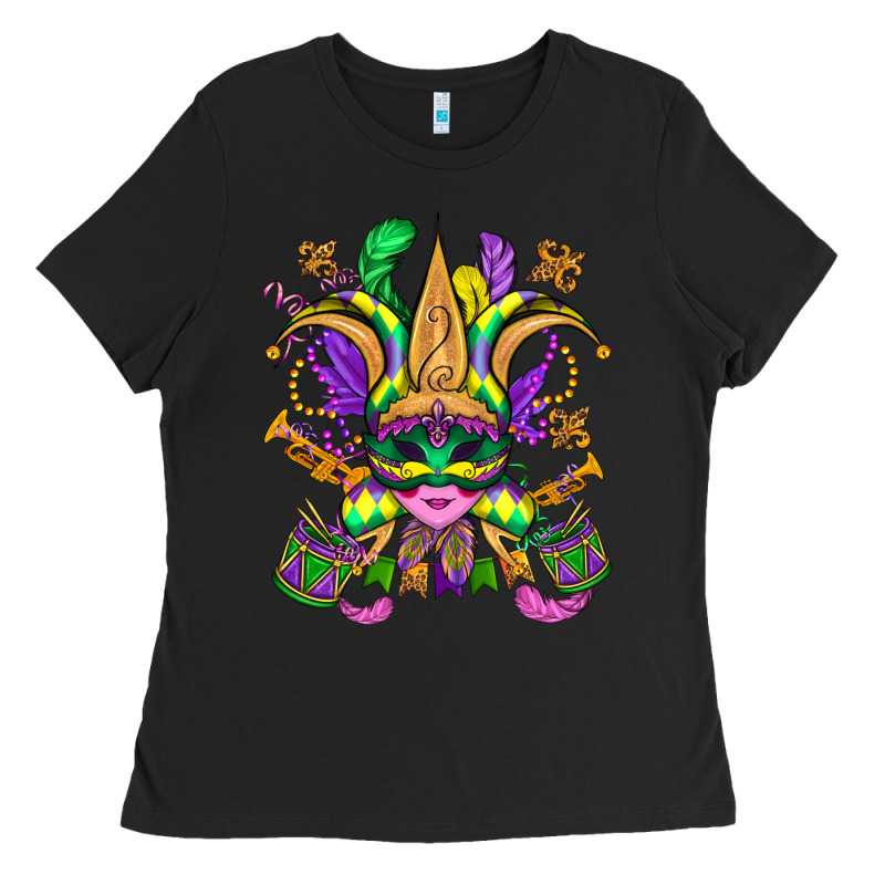 Mardi Gras Mask Ladies Tee by OliviaCreatesArt | Teevron