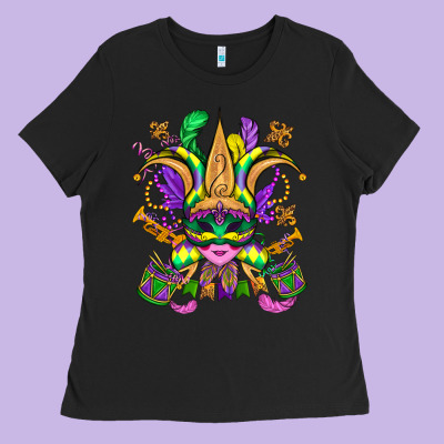 Mardi Gras Mask Ladies Tee Designed By Oliviacreatesart