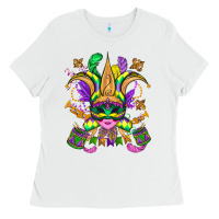 White mardi gras mask Ladies Tee - OliviaCreatesArt