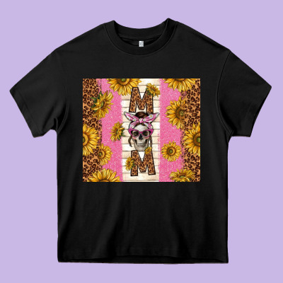 Skull Mom Sunflowers Heavy Core Tee Designed By Tumblerdesignbyshophia