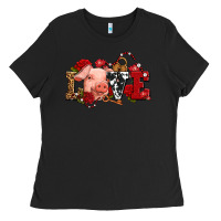 Black love with pig olivia Ladies Tee - OliviaCreatesArt