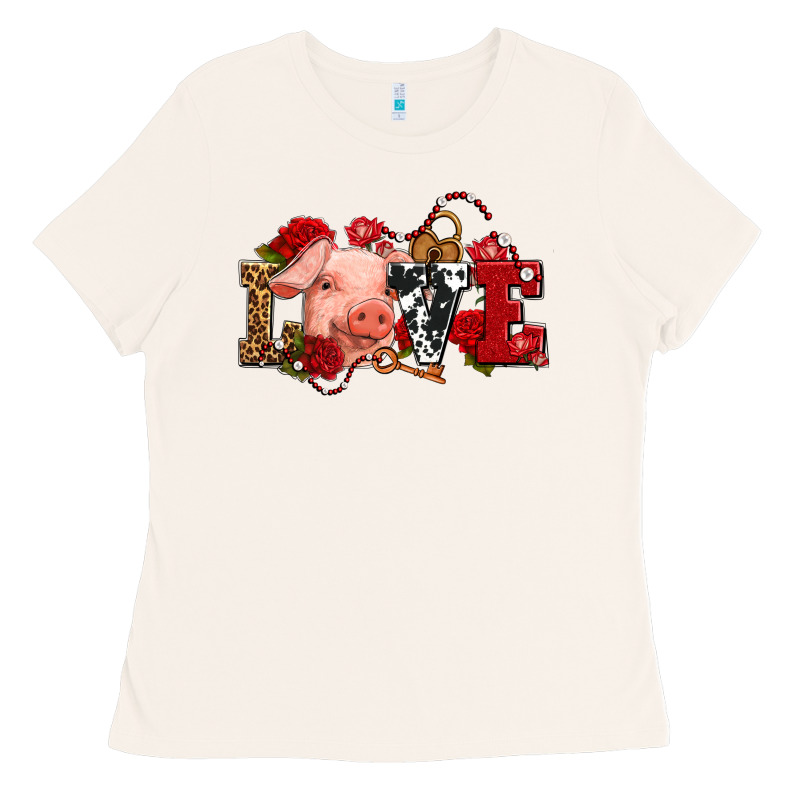 Love With Pig Olivia Ladies Tee by OliviaCreatesArt | Teevron