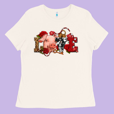 Love With Pig Olivia Ladies Tee Designed By Oliviacreatesart