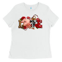 White love with pig olivia Ladies Tee - OliviaCreatesArt