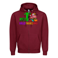 Burgundy my first hallothanksmas Zipper Hoodie - AdoDesignShop