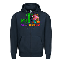 Navy my first hallothanksmas Zipper Hoodie - AdoDesignShop