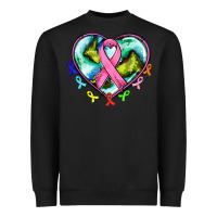Black heart earth and cancer ribbon Heavyweight Sweatshirt - AdoDesignShop