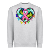 Heather Grey heart earth and cancer ribbon Heavyweight Sweatshirt - AdoDesignShop