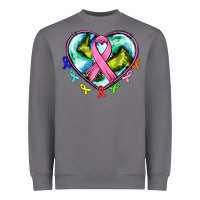 Storm heart earth and cancer ribbon Heavyweight Sweatshirt - AdoDesignShop