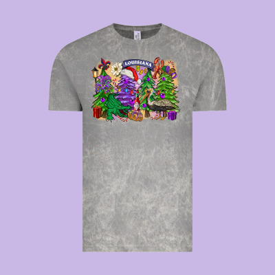 Christmas Louisiana Mardi Gras Trees Vintage Tee Designed By Fadigitalartstudio