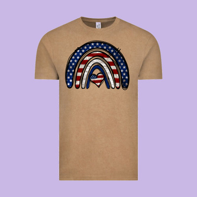 Usa American Flag Rainbow Vintage Tee Designed By Jasminsmagicworld