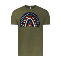 Vintage Olive USA American Flag Rainbow Vintage Tee - Jasminsmagicworld
