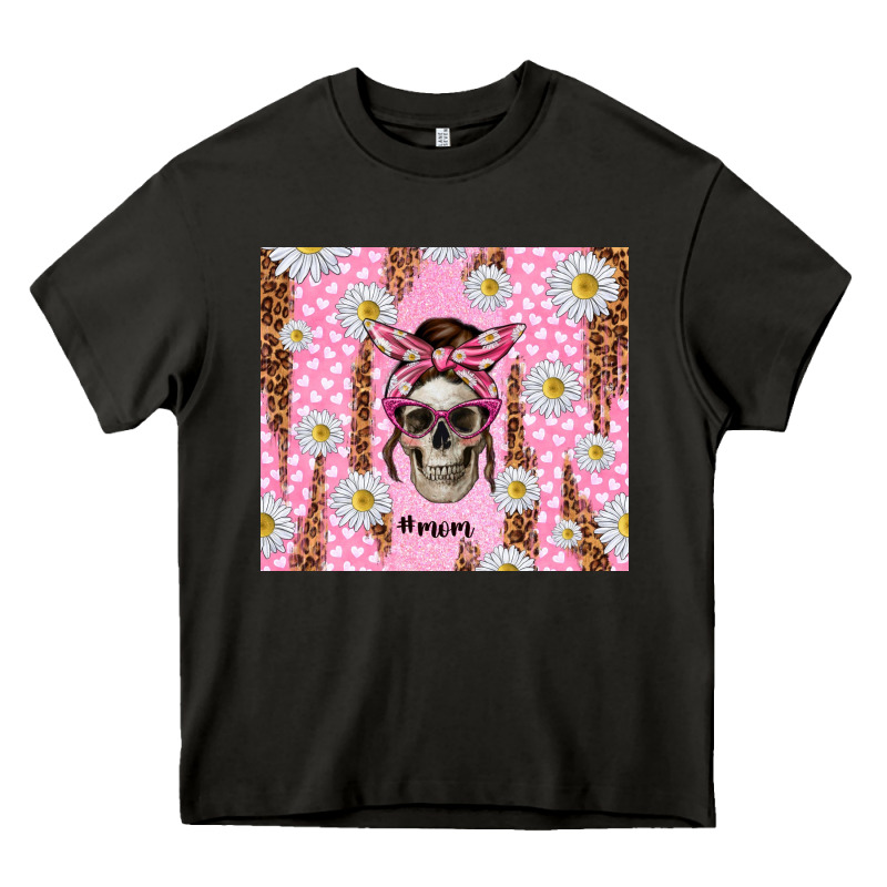 Skull Mom Pink Glitter With Daisy Heavy Core Tee by TumblerDesignByShophia | Teevron