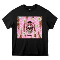 Black skull mom pink glitter with daisy Heavy Core Tee - TumblerDesignByShophia